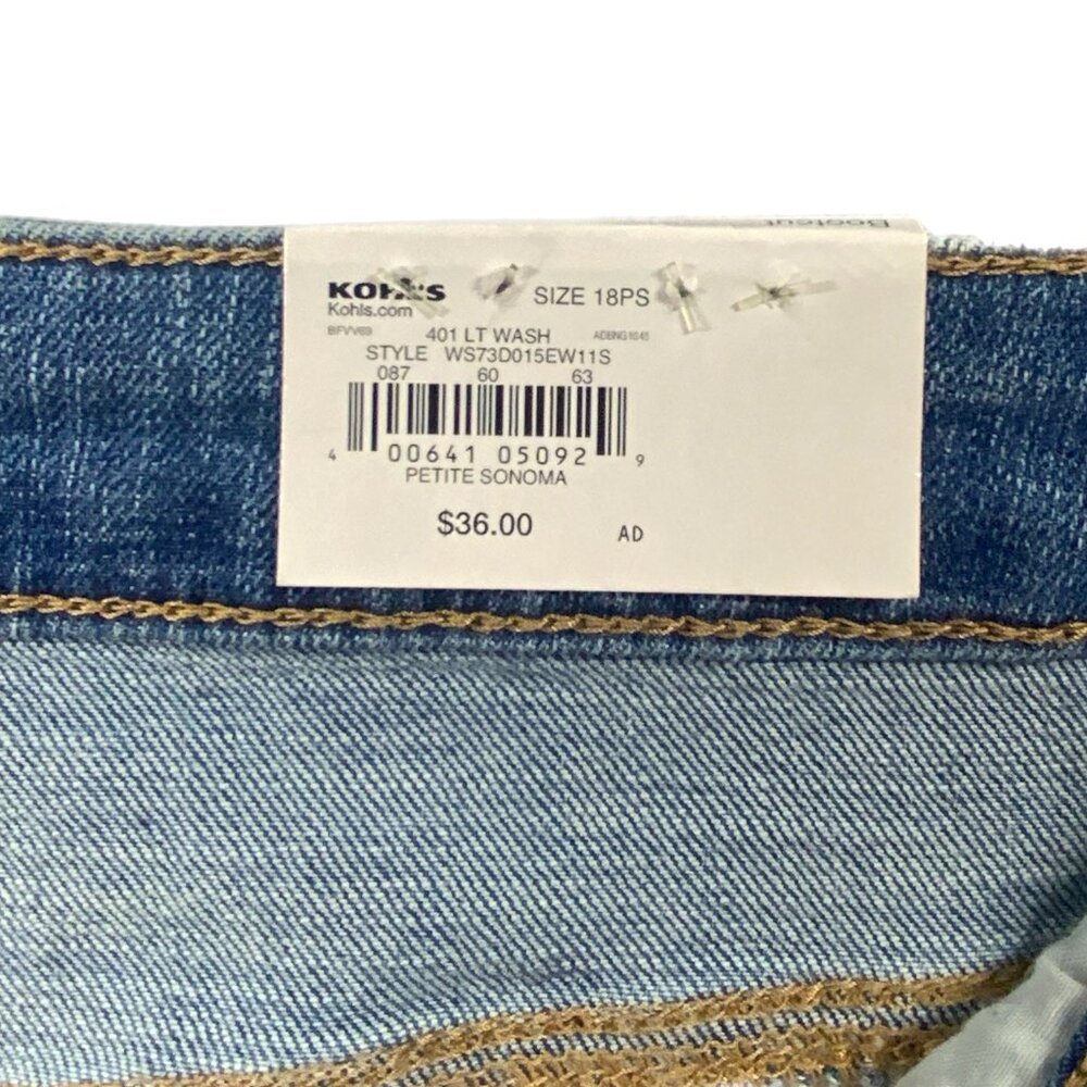 NWT Sonoma Petite Short 18PS Mid Rise Bootcut Jeans Light Wash Distressed 18 - Picture 8 of 16